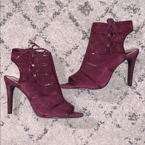 Maroon suede Ralph Lauren sandal heels